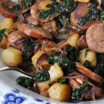 Hot Dogs with Kale & Potatoes