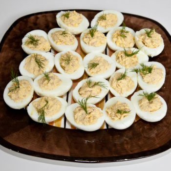 Deviled Egg with Shrimp & Cucumber