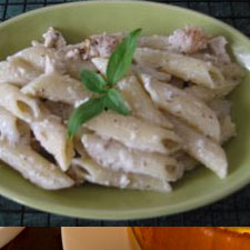 Penne in Creamy Basil-Walnut Sauce