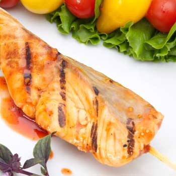 Grilled Salmon on Skewers Grilled Salmon on Skewers